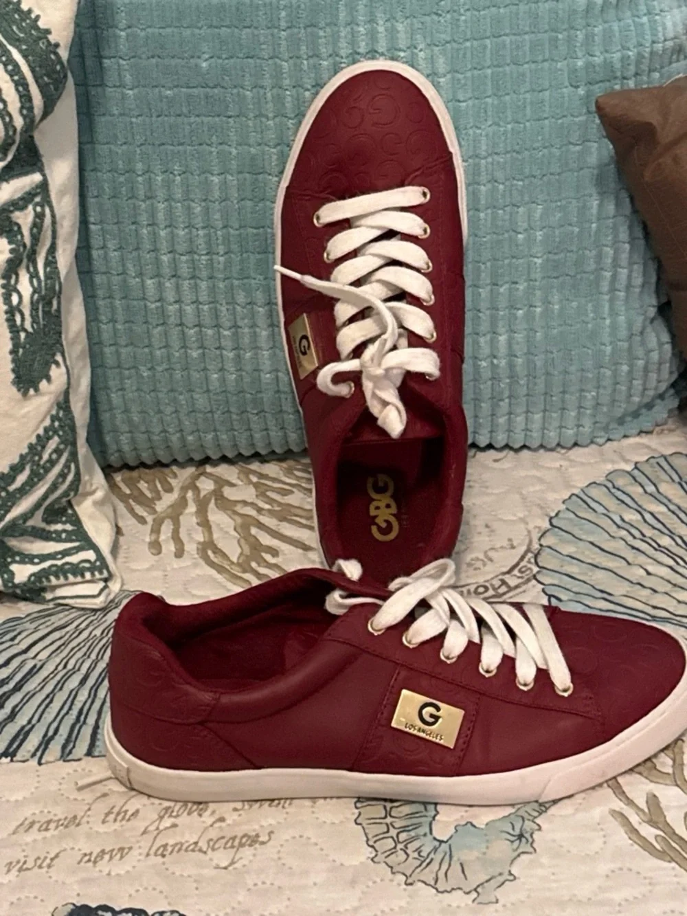 Guess Women's Burgundy Low-Top Lace-Up Sneakers